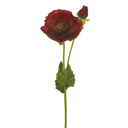 Amapola artificial de 66 cm, color rojo