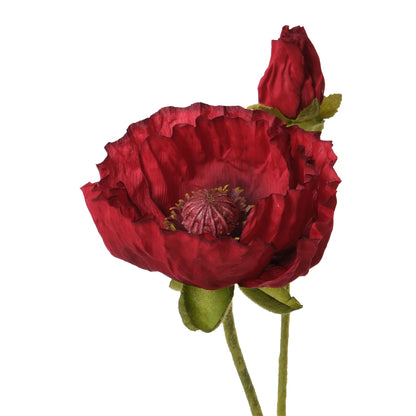 Amapola artificial de 66 cm, color rojo
