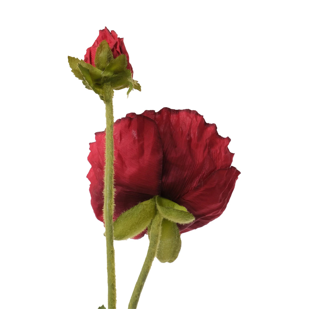 Amapola artificial de 66 cm, color rojo