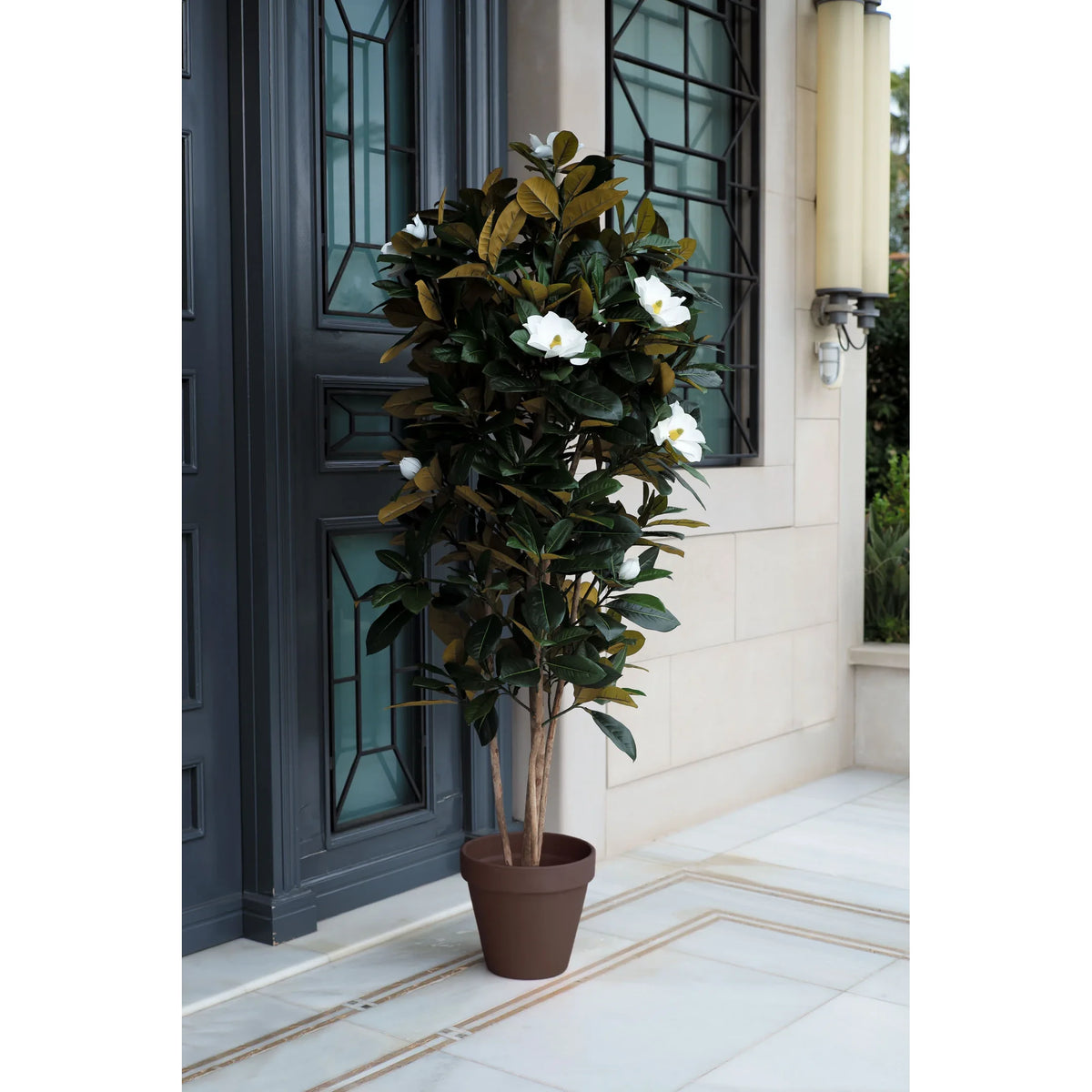 Árbol de Magnolia artificial de 180 cm, color crema
