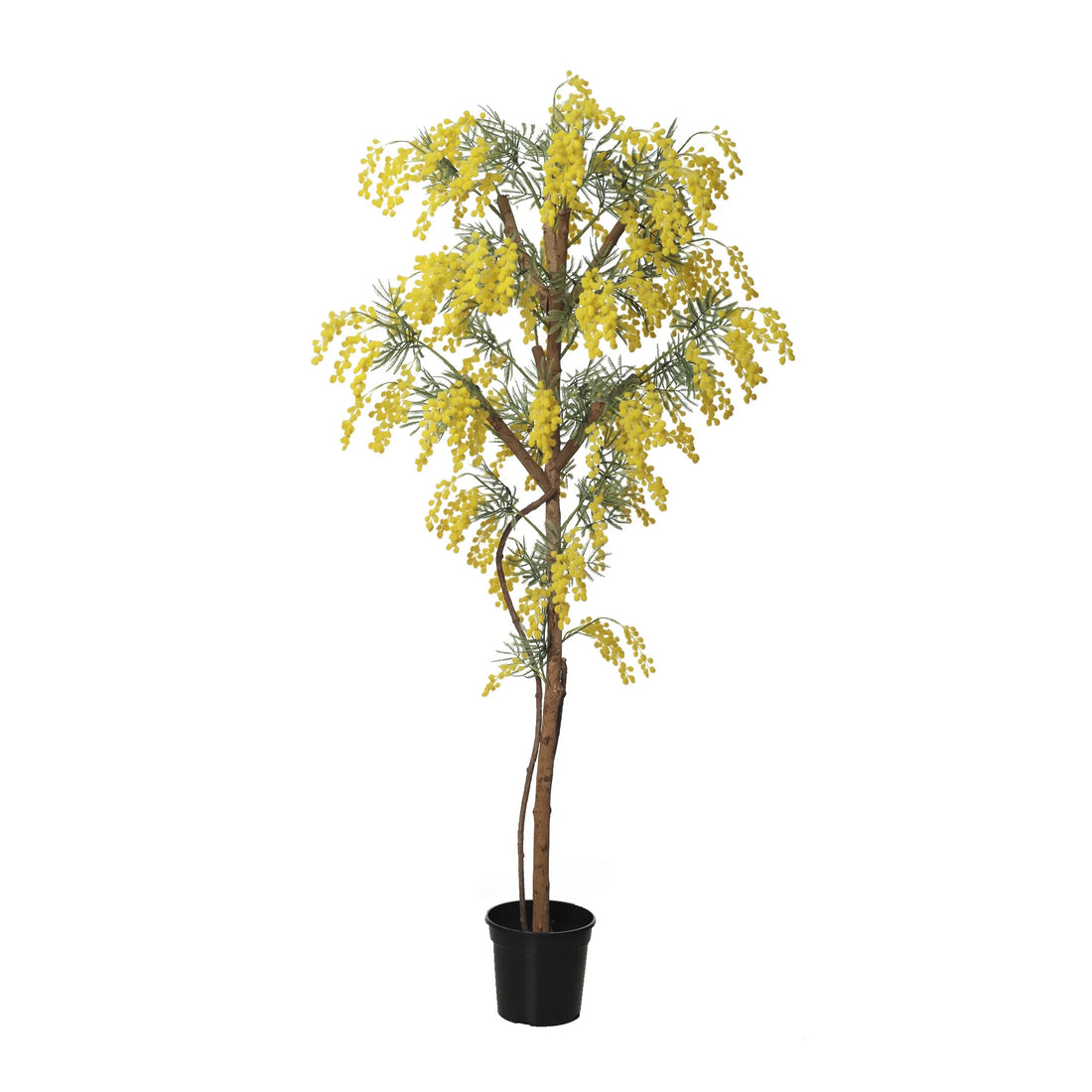 Árbol de Mimosa artificial de 150 cm, color amarillo