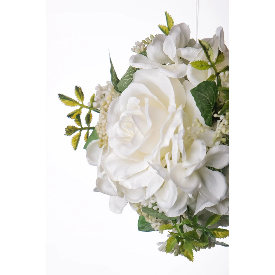 Bola artificial de Rosas y Gypsophila para Boda de 14 cm, color blanco