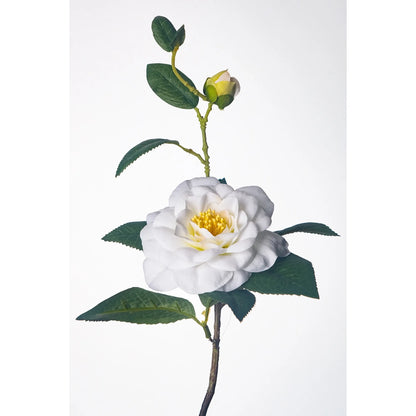 Camelia artificial de 58 cm, color blanco
