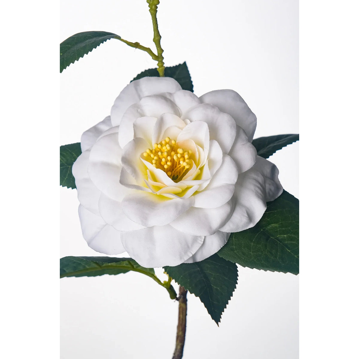 Camelia artificial de 58 cm, color blanco