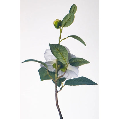 Camelia artificial de 58 cm, color blanco