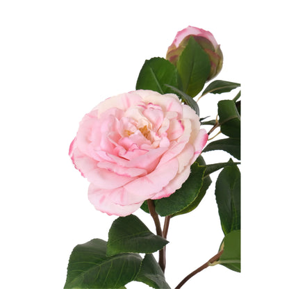 Camelia artificial de 61 cm, color rosa fuerte
