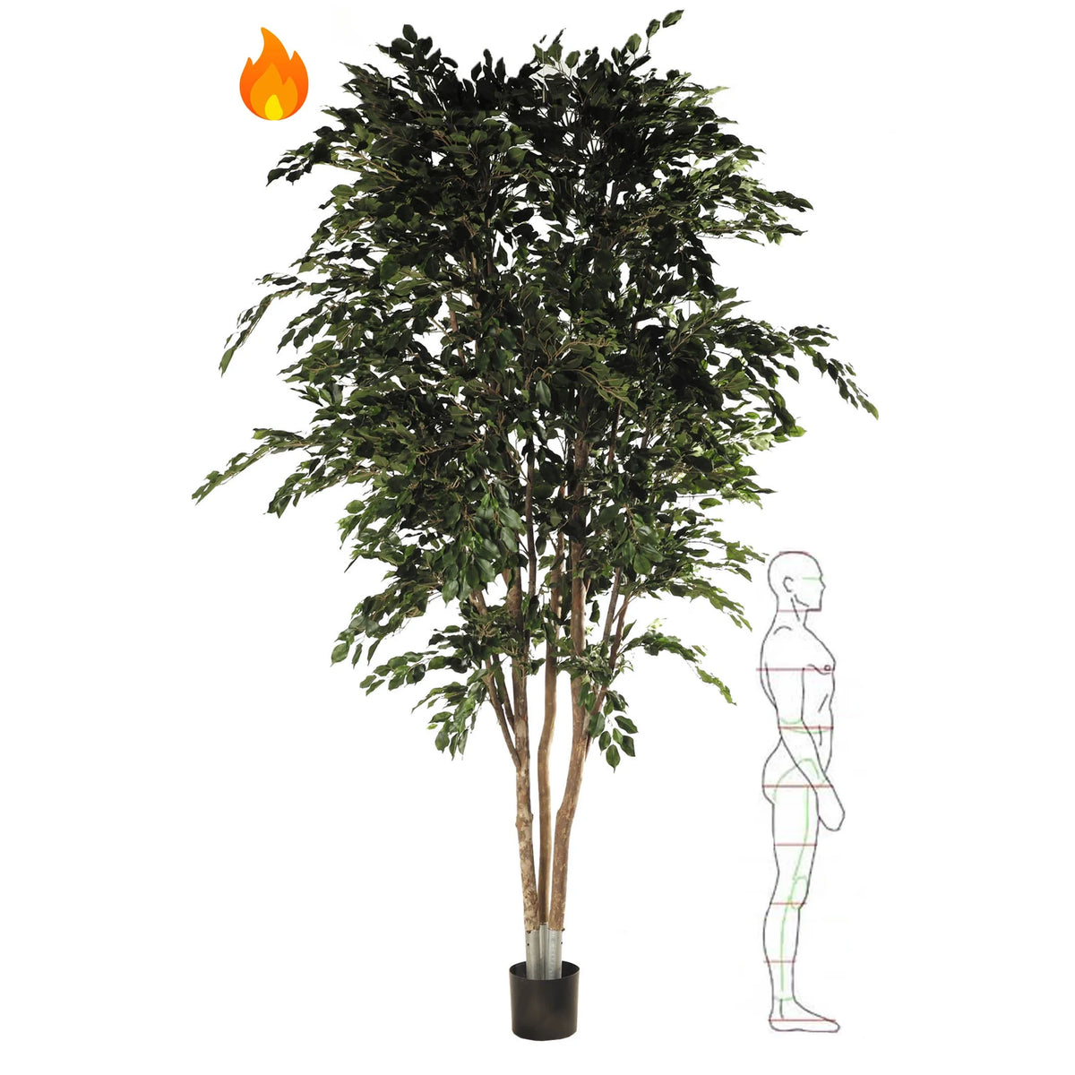 Ficus artificial Ignífugo de 450 cm, color verde