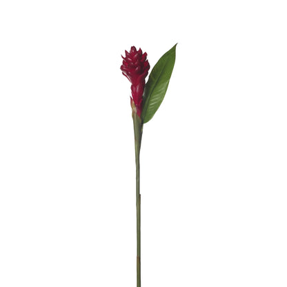 Flor de Jengibre Antorcha artificial en Vara con Hoja de 98 cm, color rojo