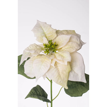Flor de Pascua artificial de 74 cm, color blanco y verde