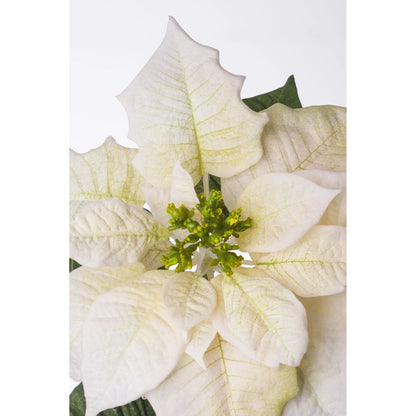Flor de Pascua artificial de 74 cm, color blanco y verde
