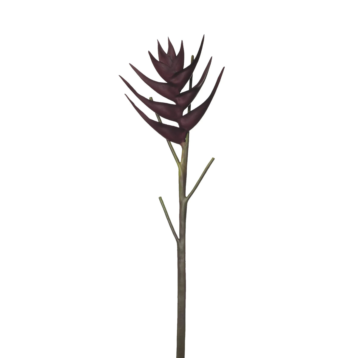 Heliconia artificial en Vara de 95 cm, color burdeos