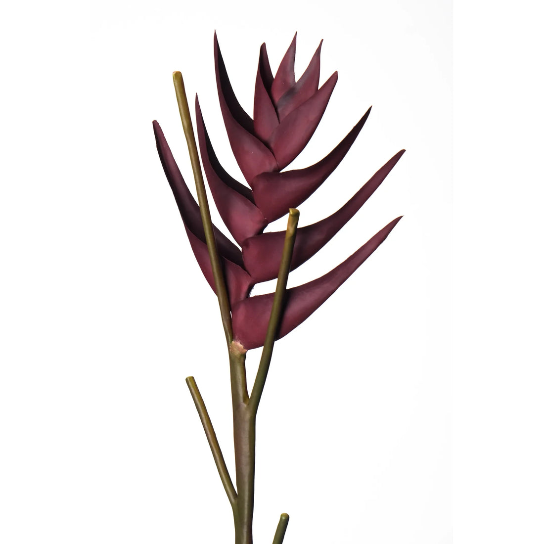 Heliconia artificial en Vara de 95 cm, color burdeos