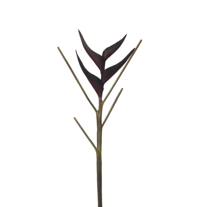 Heliconia artificial Mini en Vara de 66 cm, color burdeos