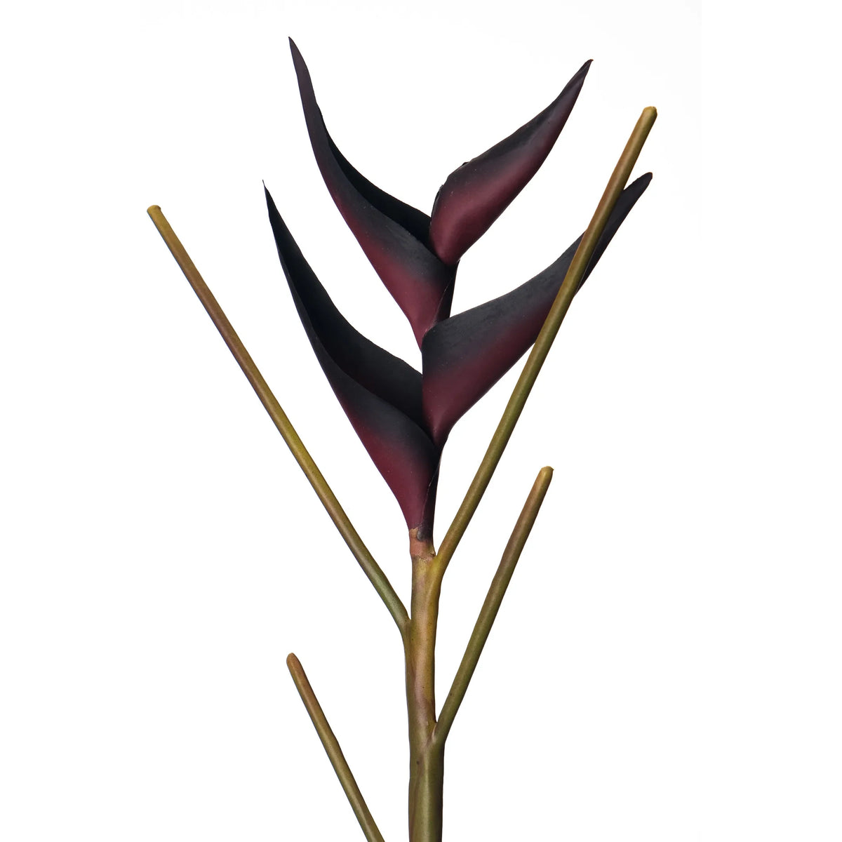 Heliconia artificial Mini en Vara de 66 cm, color burdeos