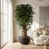 Ficus Deluxe de 180 cm artificial Dekogreen decorando un salón moderno y luminoso
