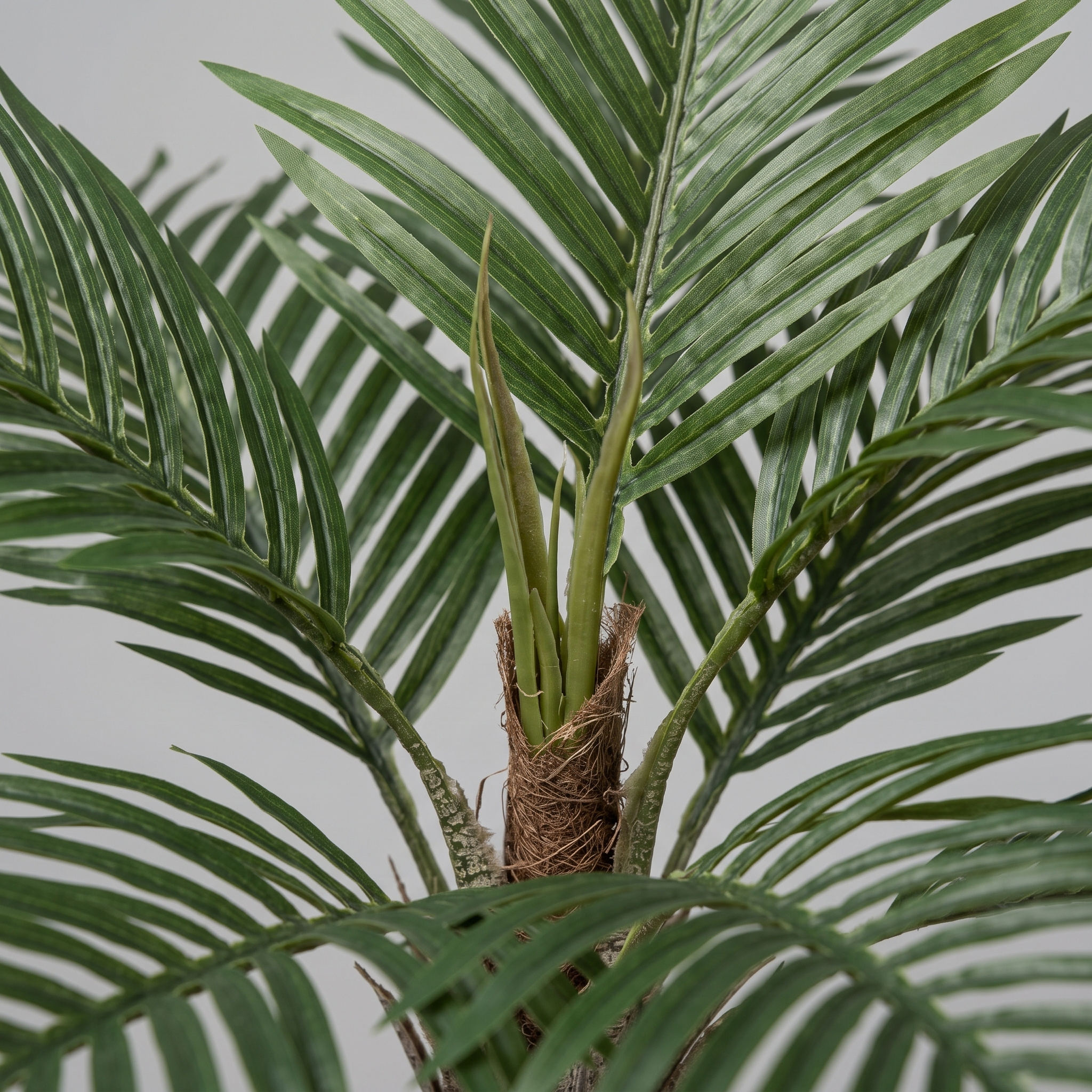 Detalle del realismo de las hojas de la Gran Palmera UV artificial de Dekogreen