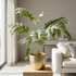 Helecho Flebodio artificial Dekogreen decorando un salón moderno y luminoso