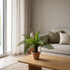 Helechos ignífugos de 25 cm artificial Dekogreen decorando un salón moderno y luminoso