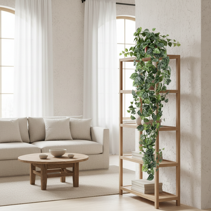 Scindapsus pictus artificial colgante en estantería
