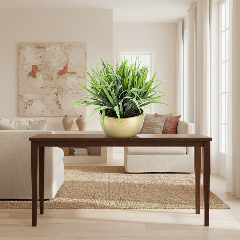 Hierba Gold artificial en consola elegante