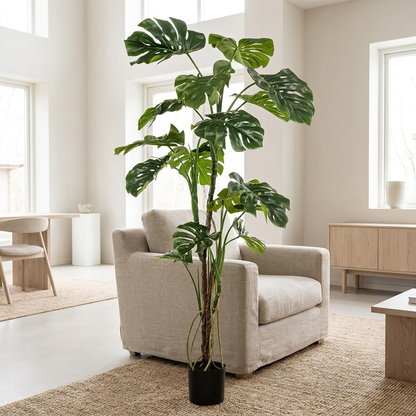 Monstera artificial 180 cm en salón moderno