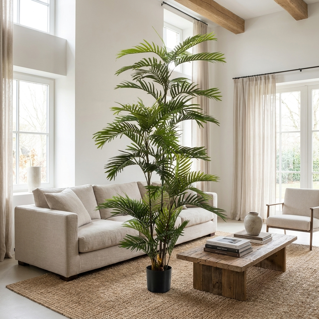 Palmera Eco artificial 185 cm en salón luminoso