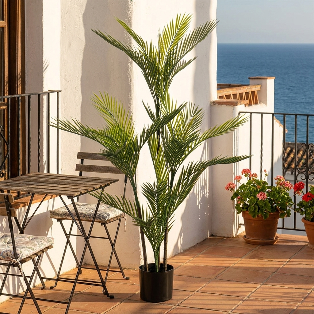 Palmera artificial UV 120 cm en balcón