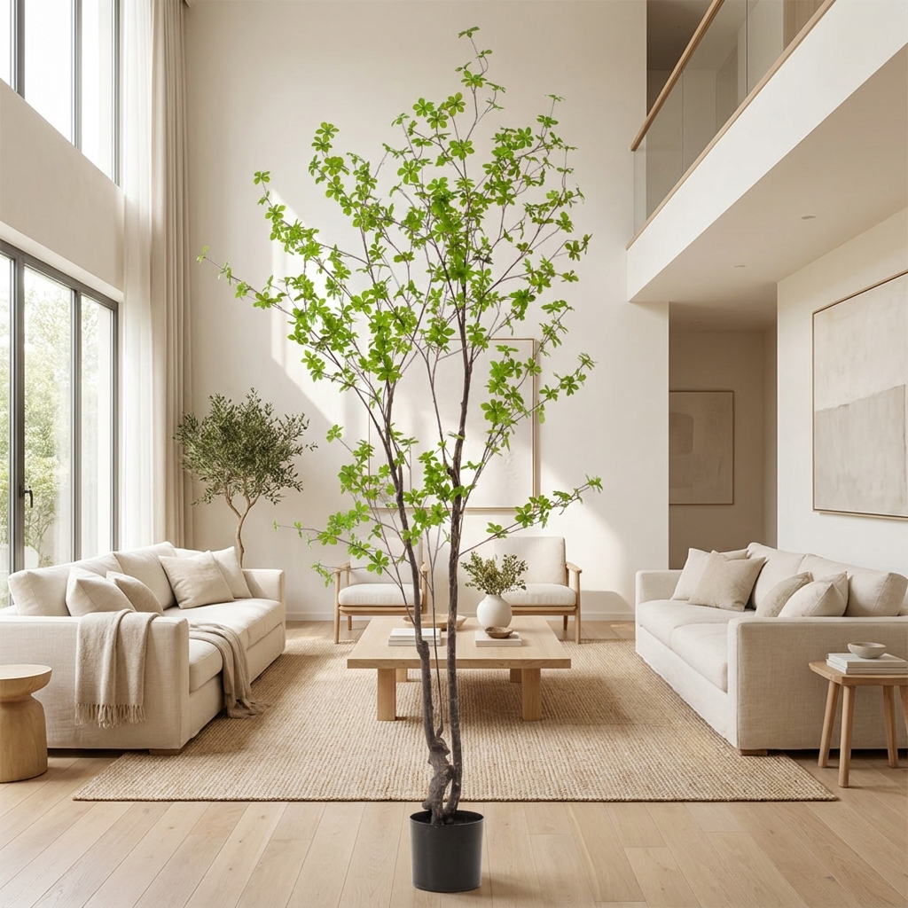 Tropaelum artificial 210 cm en salón de doble altura