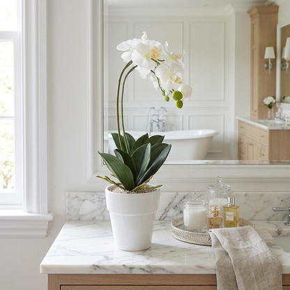 Orquídea Phalaenopsis artificial en consola elegante