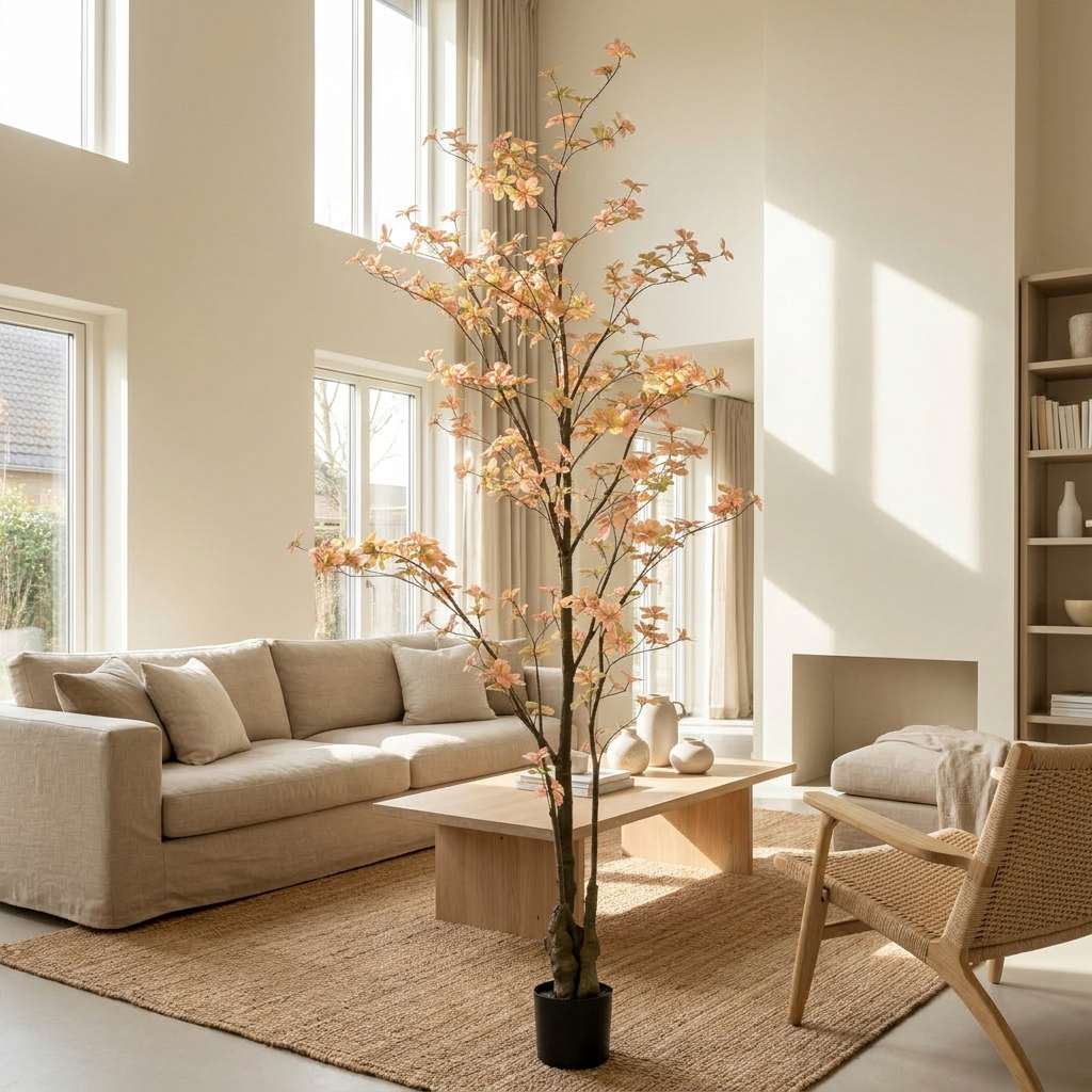 Tropaelum naranja artificial 210 cm en salón