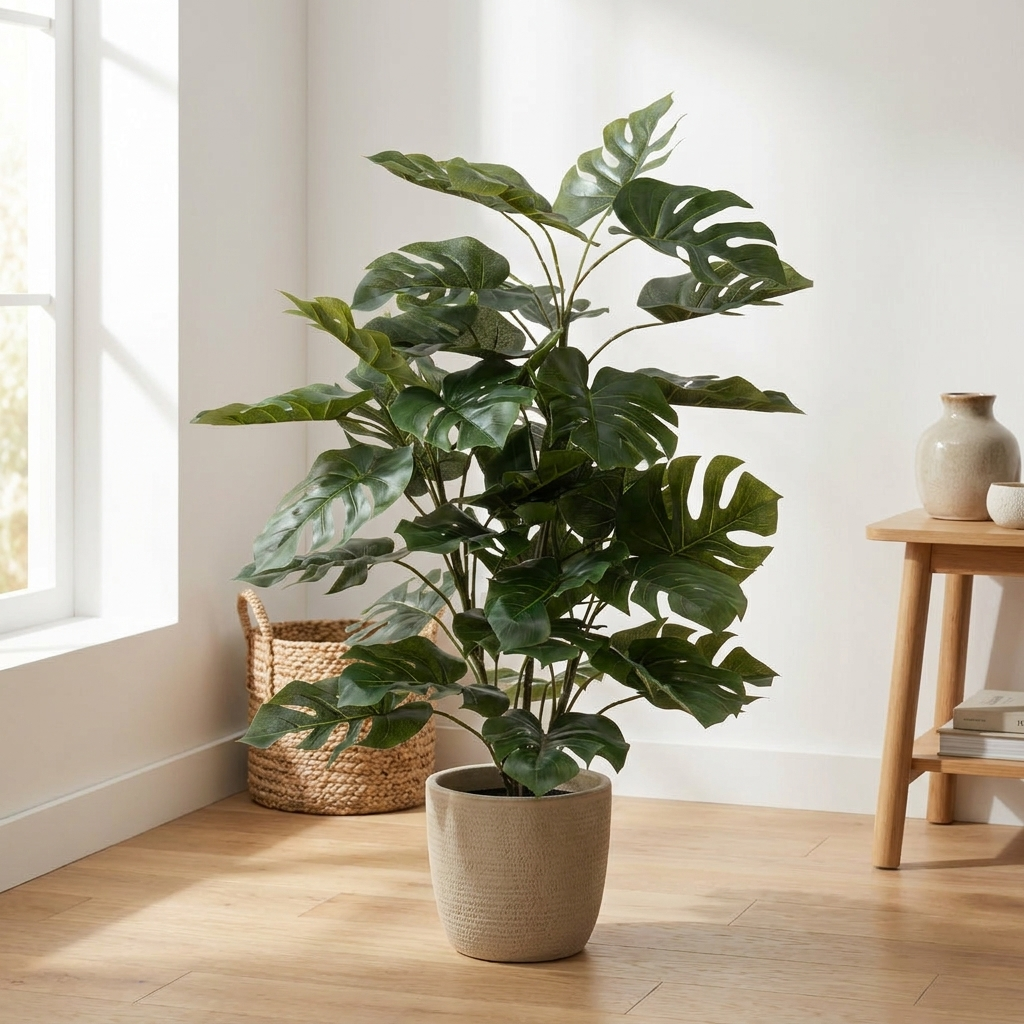 Monstera artificial en maceta interior