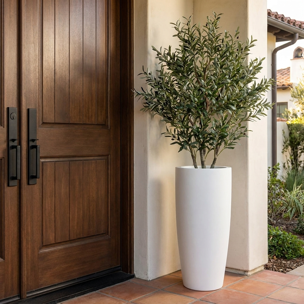 Jardinera Decoalta 90 cm junto a entrada