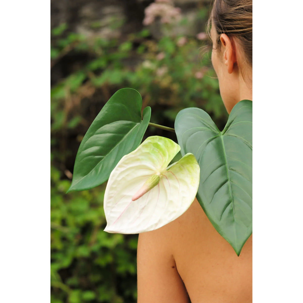 Montaje: hoja de Anturio artificial de 46 cm, color verde; las otras piezas no se incluyen