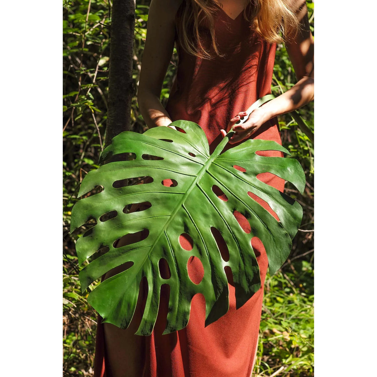 Hoja de Monstera artificial Gigante de 125 cm, color verde