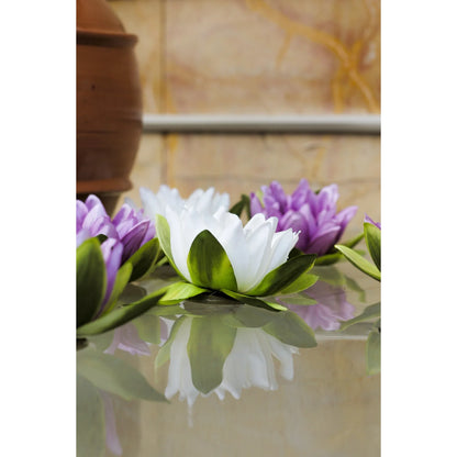 Montaje: nenúfar artificial Flotante Mediano de 13 cm, color blanco; las otras piezas no se incluyen