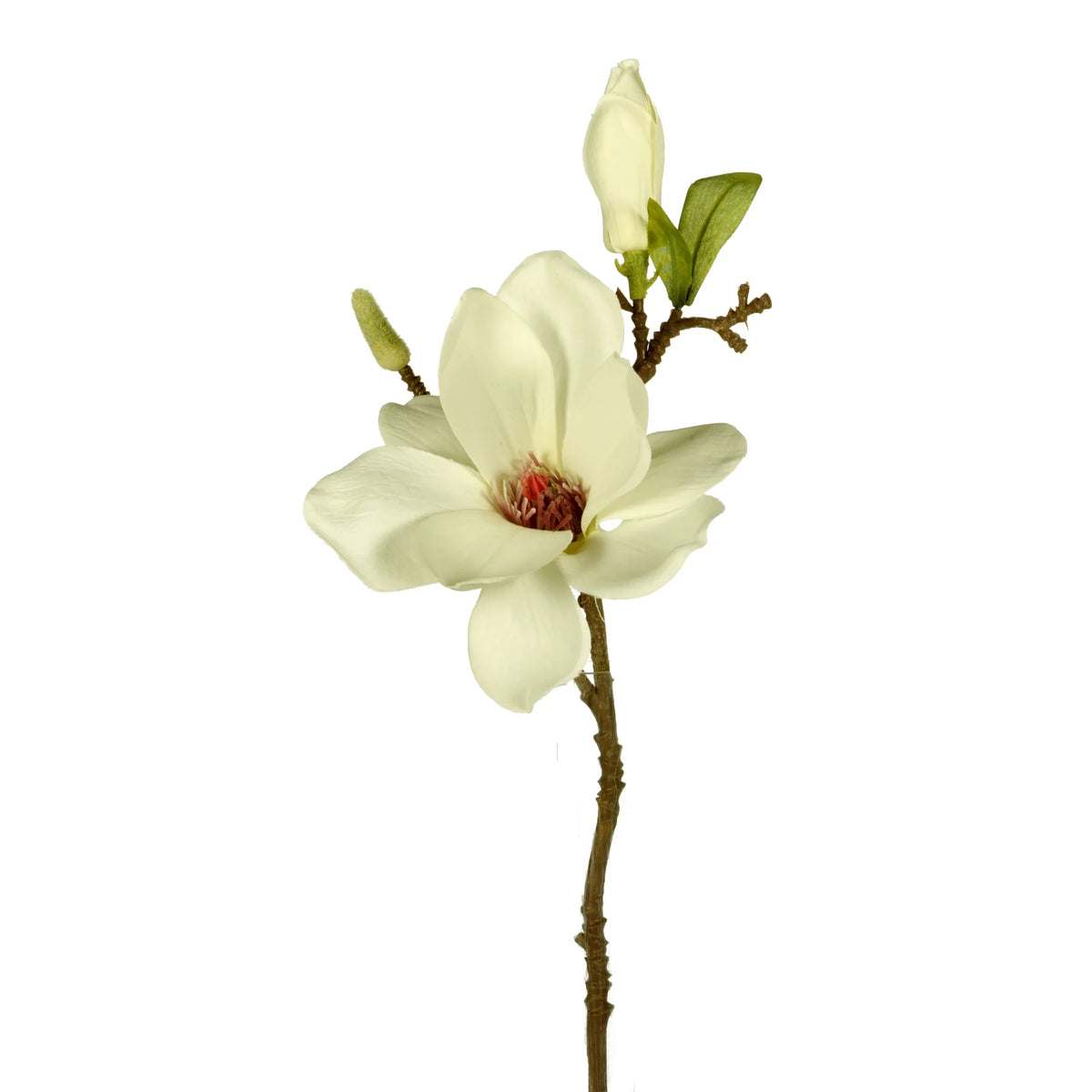 Pick de Magnolia artificial de 37 cm, color blanco