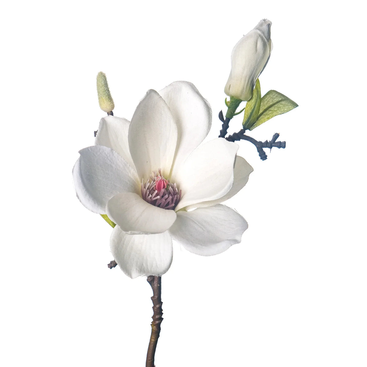 Pick de Magnolia artificial de 37 cm, color blanco