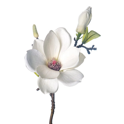 Pick de Magnolia artificial de 37 cm, color blanco