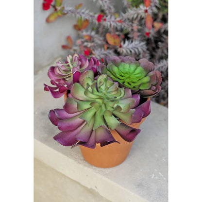 Montaje: pick de Suculenta Runyoni artificial Pequeño de 14 cm, color burdeos; las otras piezas no se incluyen