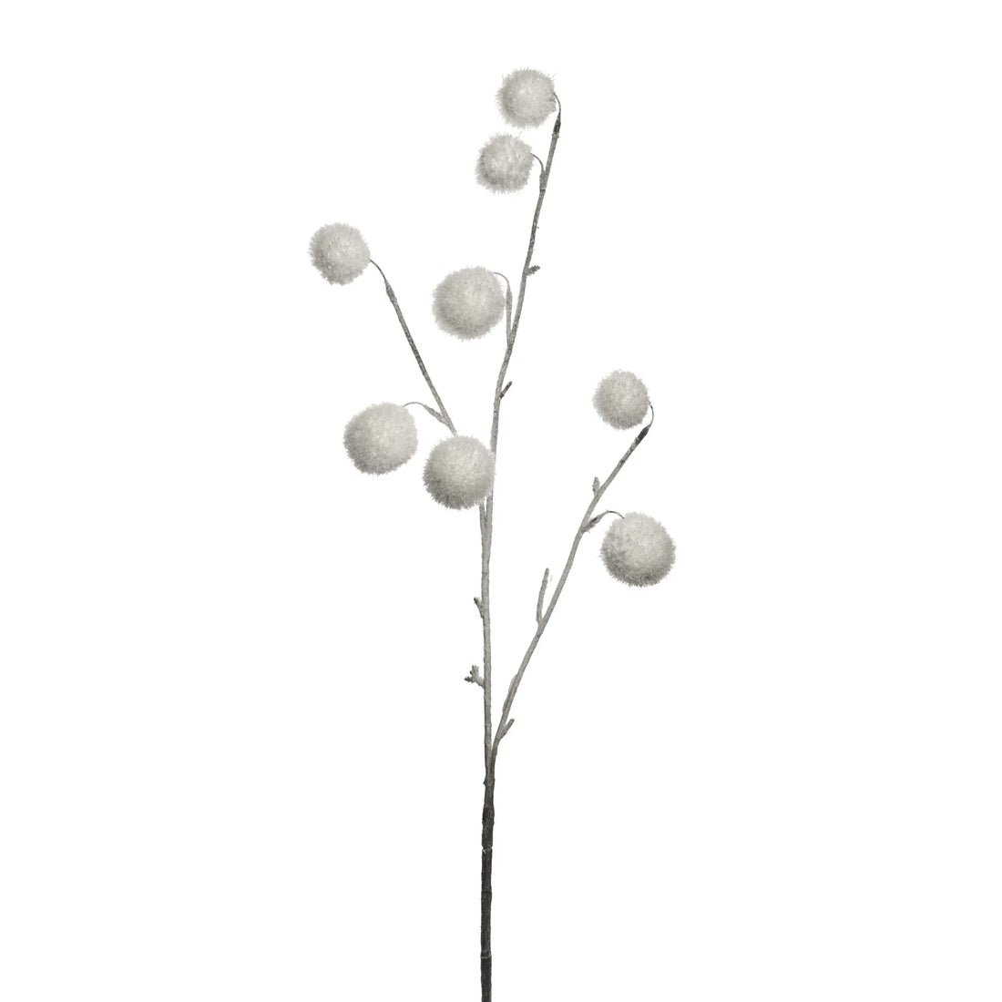 Rama de Bolas Copo de Nieve artificial de 80 cm, color blanco
