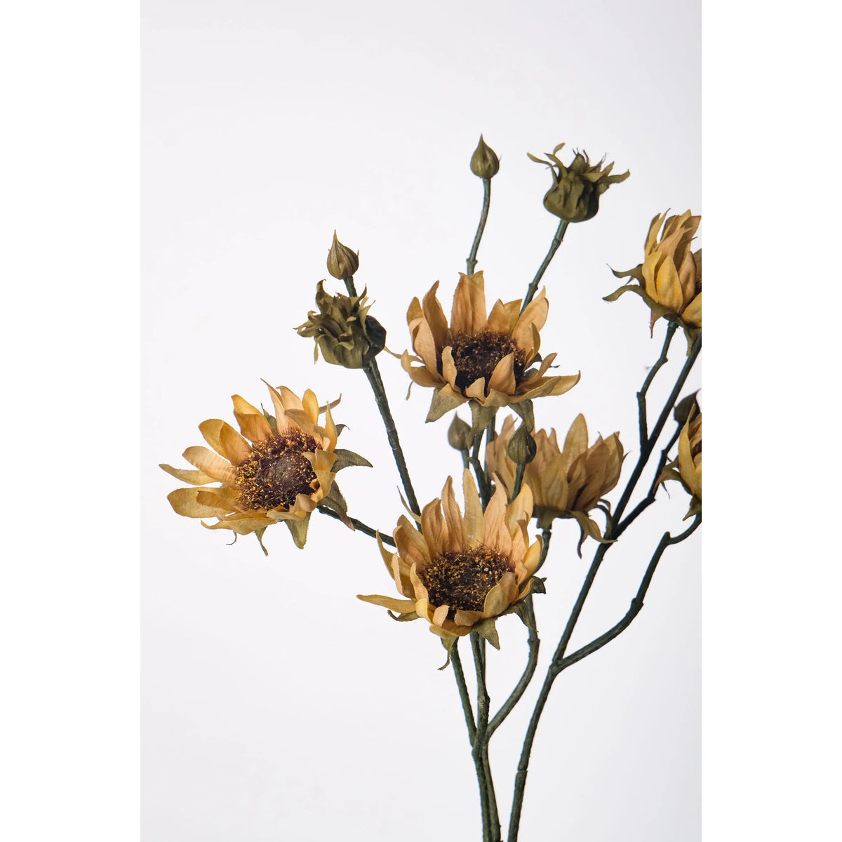 Ramo artificial de Capullos de Girasol de 55 cm, color mostaza