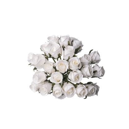 Ramo artificial de Capullos de Rosa de 25 cm, color blanco