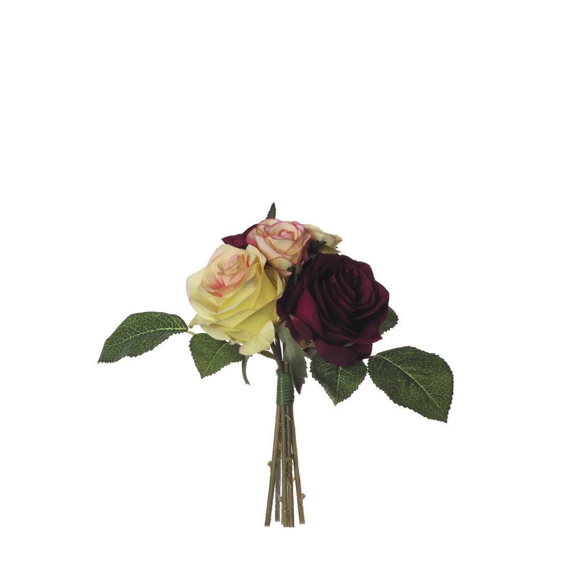 Ramo artificial de Rosas de 21 cm, color amarillo