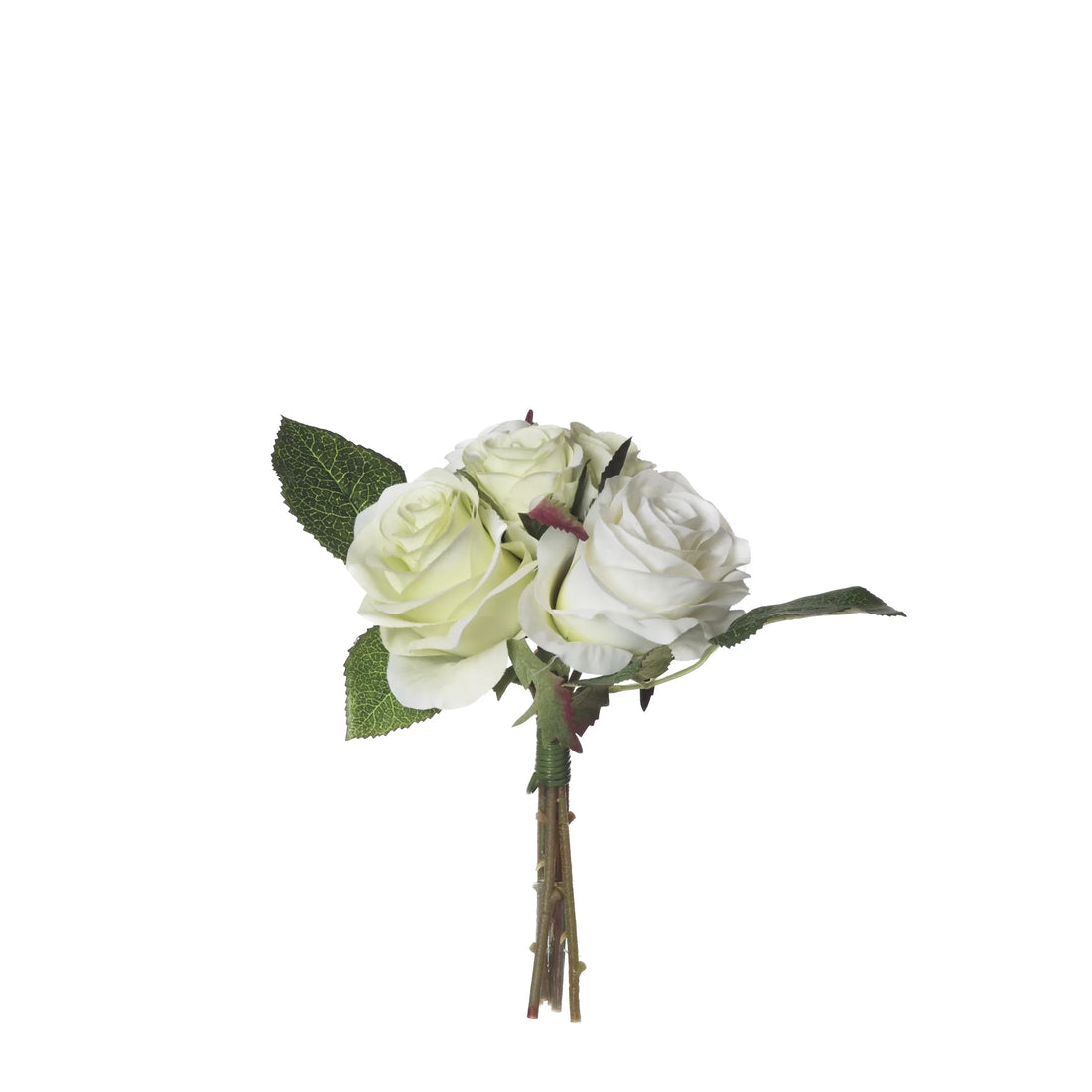 Ramo artificial de Rosas de 21 cm, color blanco y verde