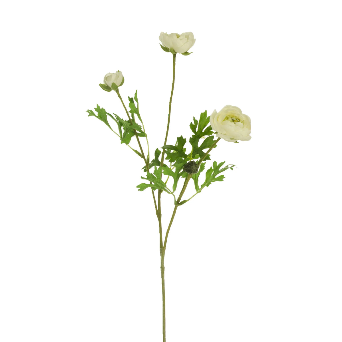 Ranúnculo artificial Mini de 52 cm, color crema