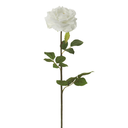 Rosa artificial Abierta de 63 cm, color blanco