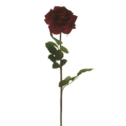 Rosa artificial Abierta de 63 cm, color burdeos