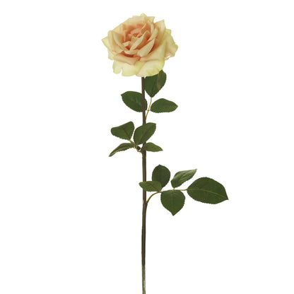 Rosa artificial Abierta de 63 cm, color melocotón
