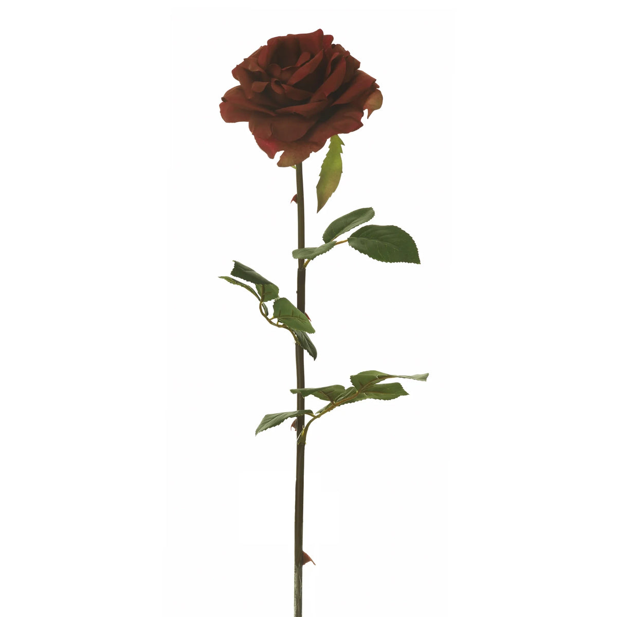 Rosa artificial Abierta de 63 cm, color rojo fuerte