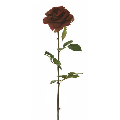 Rosa artificial Abierta de 63 cm, color rojo fuerte